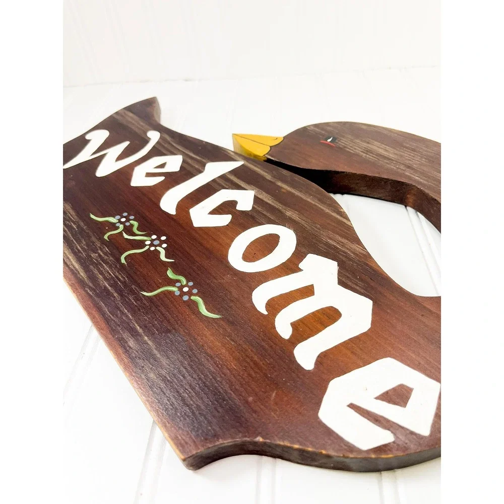 Vintage‎ Country Goose Welcome Sign: Hand-Painted Wood Decor